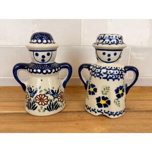 Polish Boleslawiec Pottery People Salt and Pepper Shaker